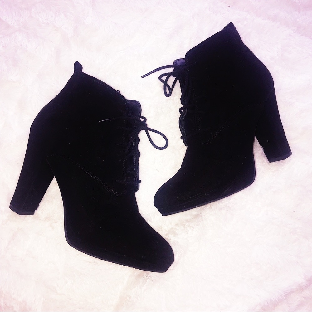 Black Lace Up Ankle Booties
